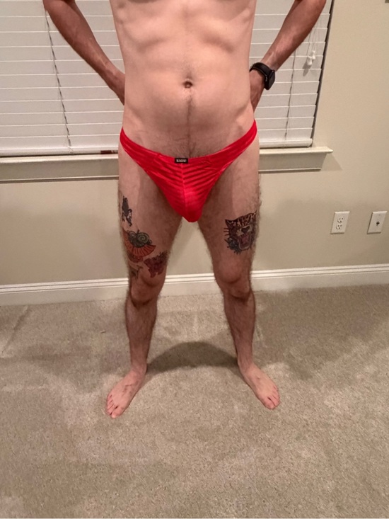 Other - Men's Red Sheet Striped Thong Large NWOT